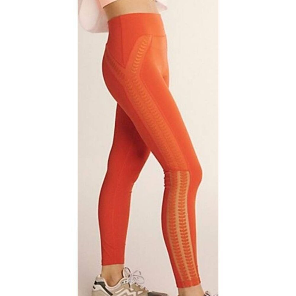 FREE PEOPLE MOVEMENT DESERT RENEGADE MANDARIN RED (ORANGE) HIGH RISE LEGGING XS